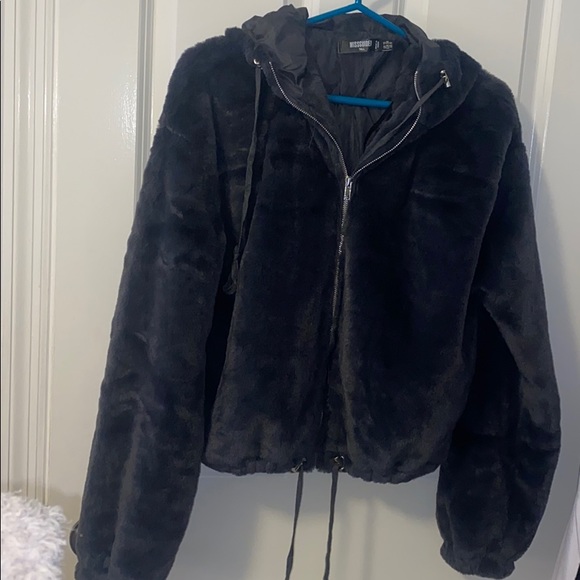 Faux Fur Hooded Bomber Jacket - Picture 3 of 8